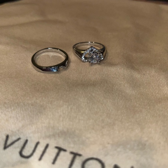 18k gp heart ring 💍 set lab created 💎 diamond - Picture 3 of 8